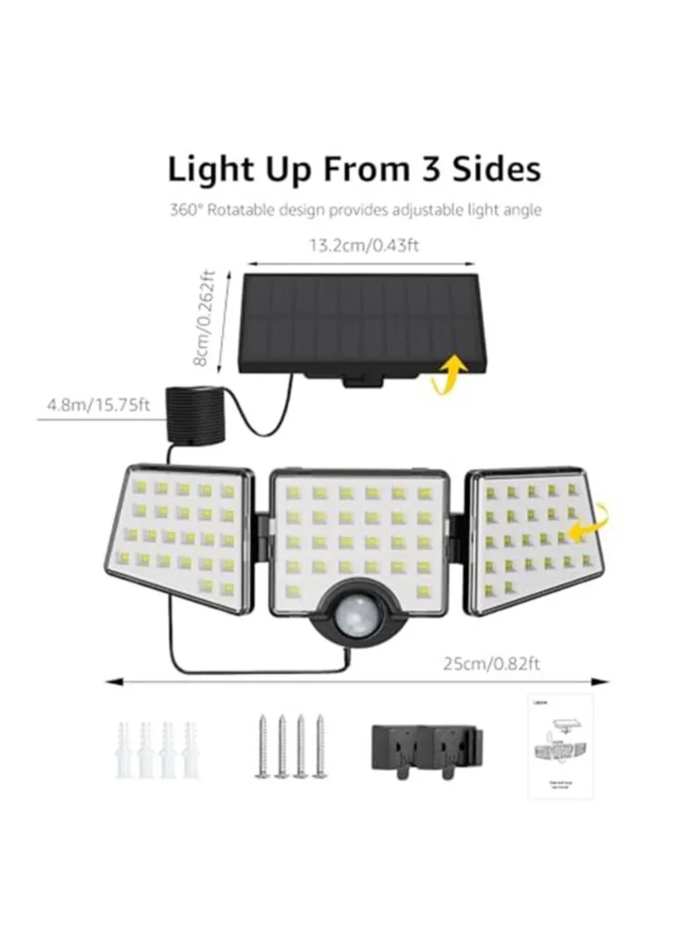 Solar Motion Lights Outdoor Security Lights Waterproof LED Flood Light 2 Pack